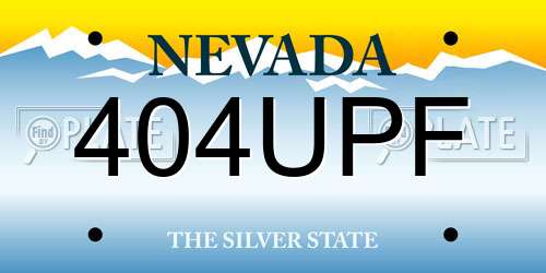 404UPF Nevada License Plate