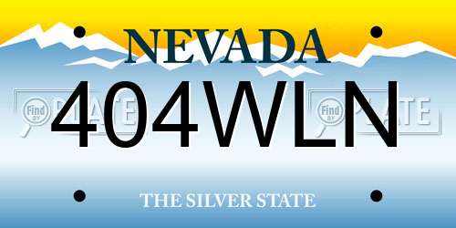 404WLN Nevada License Plate