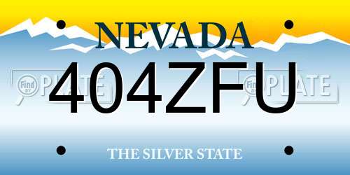 404ZFU Nevada License Plate
