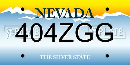 404ZGG Nevada License Plate
