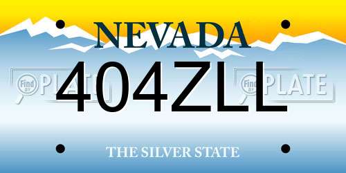 404ZLL Nevada License Plate