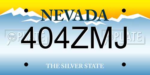 404ZMJ Nevada License Plate