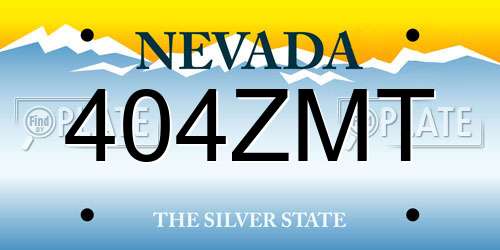 404ZMT Nevada License Plate