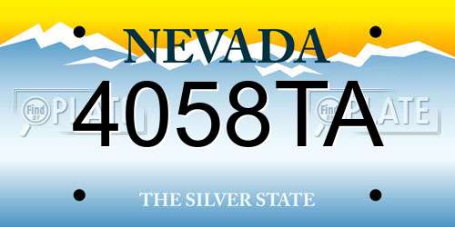 4058TA Nevada License Plate