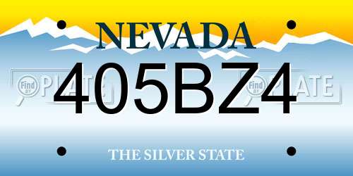 405BZ4 Nevada License Plate