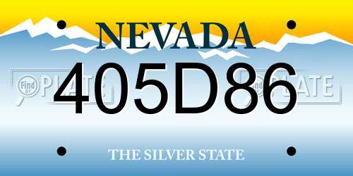 405D86 Nevada License Plate