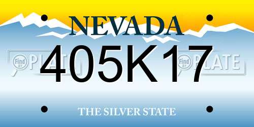 405K17 Nevada License Plate