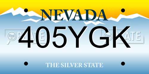 405YGK Nevada License Plate