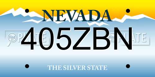 405ZBN Nevada License Plate