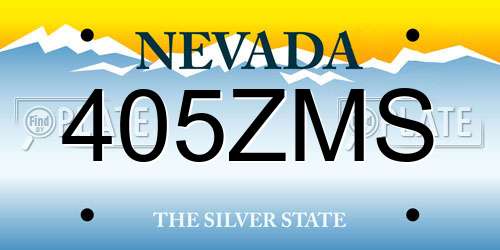 405ZMS Nevada License Plate