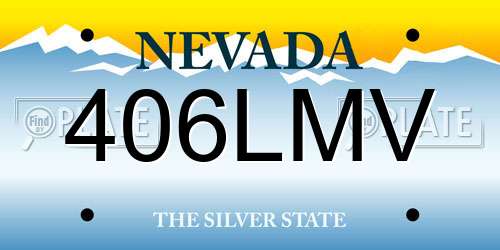 406LMV Nevada License Plate