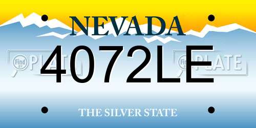 4072LE Nevada License Plate