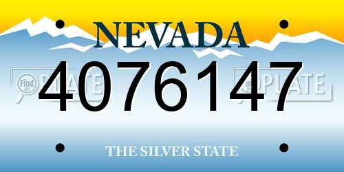 4076147 Nevada License Plate