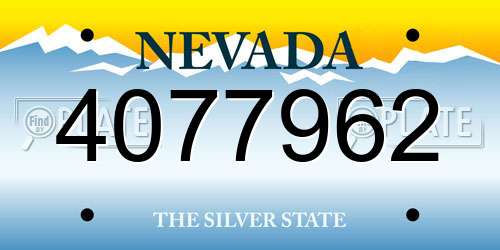 4077962 Nevada License Plate