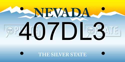 407DL3 Nevada License Plate