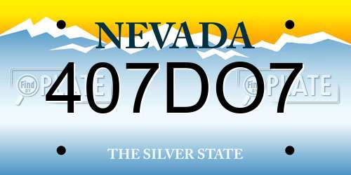 407DO7 Nevada License Plate