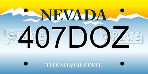 407DOZ Nevada License Plate