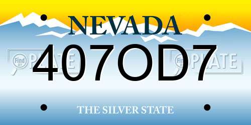 407OD7 Nevada License Plate