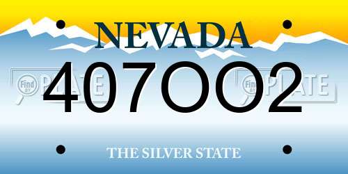 407OO2 Nevada License Plate