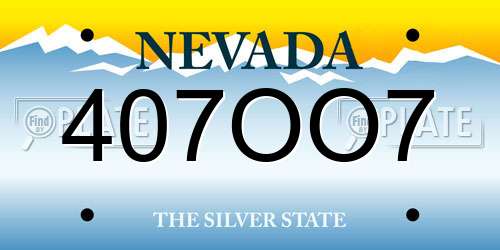 407OO7 Nevada License Plate
