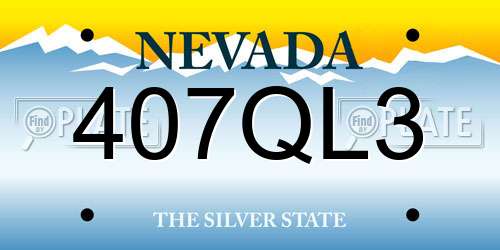 407QL3 Nevada License Plate