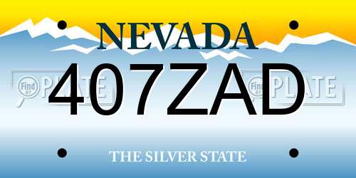 407ZAD Nevada License Plate