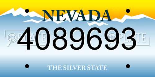 4089693 Nevada License Plate