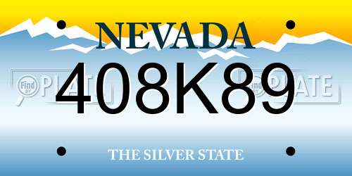 408K89 Nevada License Plate