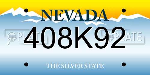 408K92 Nevada License Plate