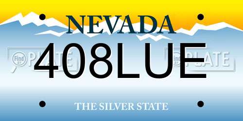 408LUE Nevada License Plate