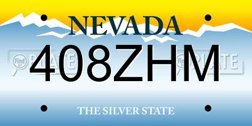408ZHM Nevada License Plate