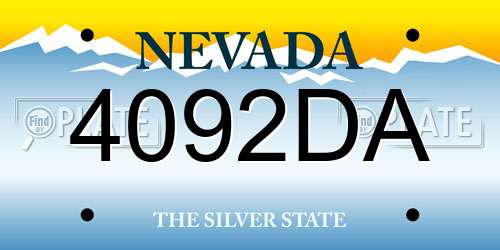 4092DA Nevada License Plate