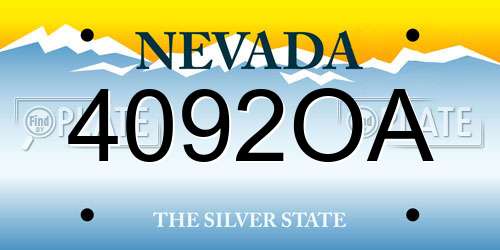 4092OA Nevada License Plate