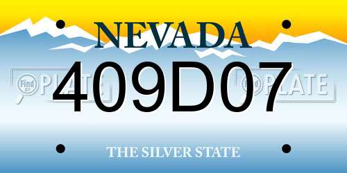 409D07 Nevada License Plate