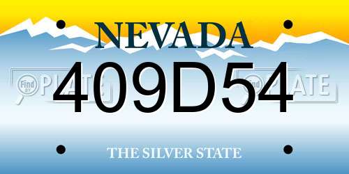 409D54 Nevada License Plate
