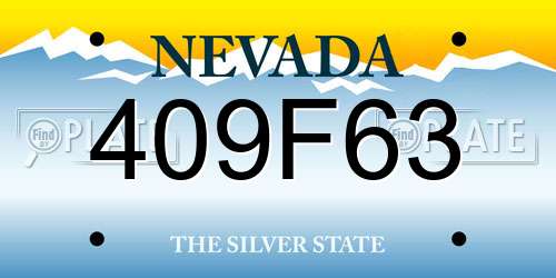 409F63 Nevada License Plate
