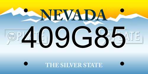 409G85 Nevada License Plate