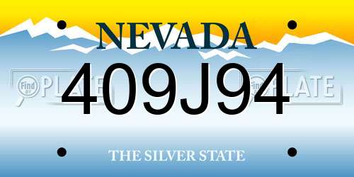 409J94 Nevada License Plate