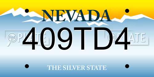 409TD4 Nevada License Plate