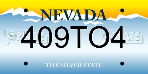 409TO4 Nevada License Plate