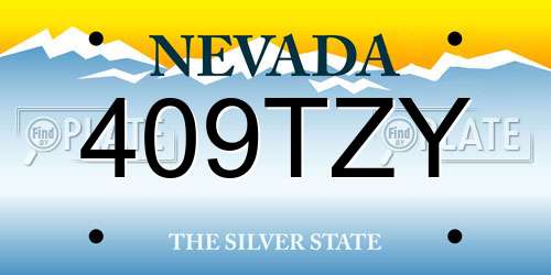409TZY Nevada License Plate
