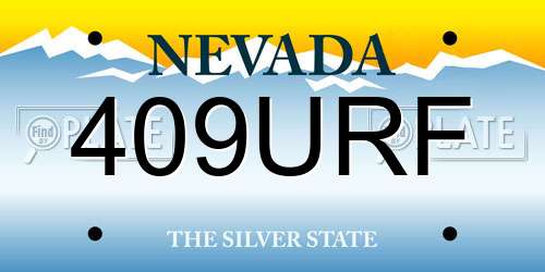 409URF Nevada License Plate
