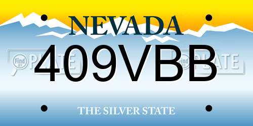 409VBB Nevada License Plate