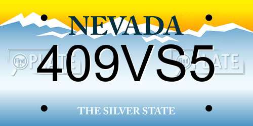 409VS5 Nevada License Plate
