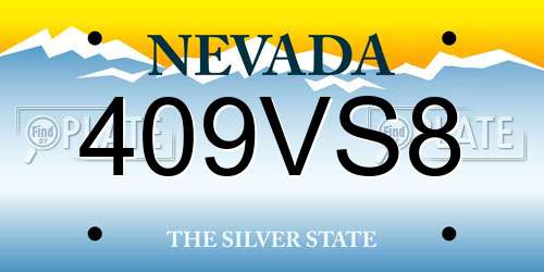 409VS8 Nevada License Plate