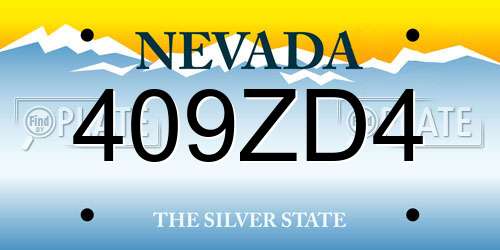 409ZD4 Nevada License Plate