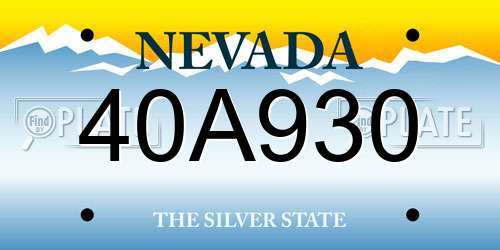 40A930 Nevada License Plate