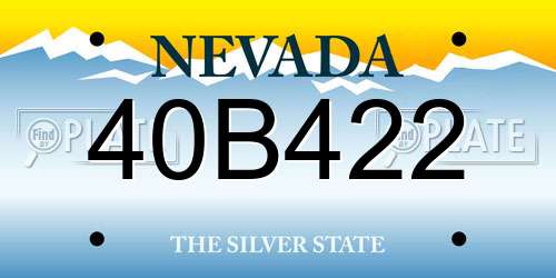 40B422 Nevada License Plate