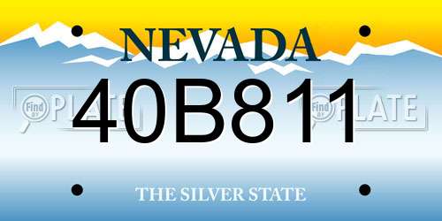 40B811 Nevada License Plate