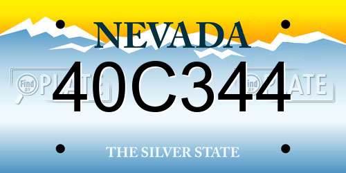 40C344 Nevada License Plate
